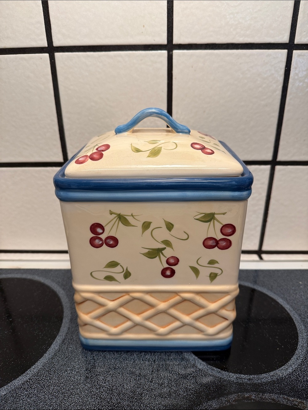 Vintage Inspirado Cherry Hand Painted Kitchen Canister